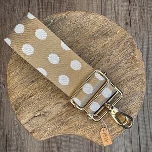 Wide Polka Dot Tan Purse Strap Crossbody Purse Strap Guitar Strap NEW FAST SHIP